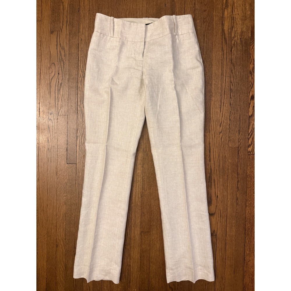 The Limited Cassidy Fit Linen Blend Shimmer Dress Pants Oatmeal Beige Size 8